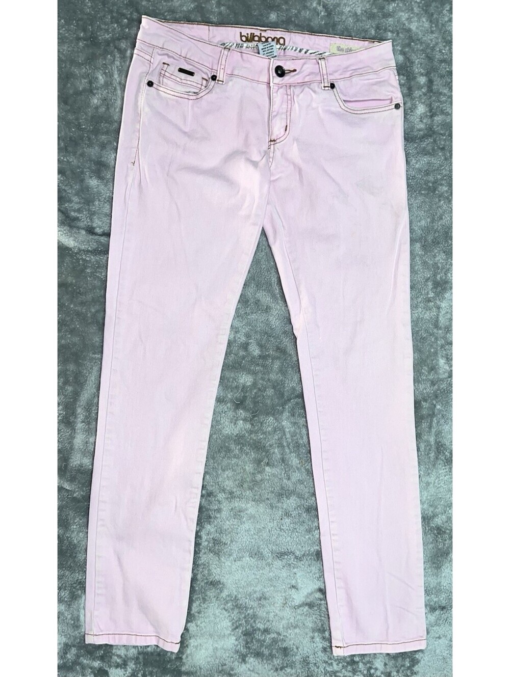 Billabong Light Pink The Skinny Jeans Size 7 Y2K Water Color Style Brand Patch